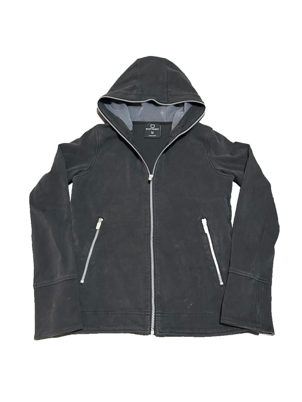 SCOTTeVEST TEC Full Zip Jacket Hoodie Women Medium M Sweater Black Travel